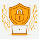 Ein Icon mit einem Schloss und einem Laptop